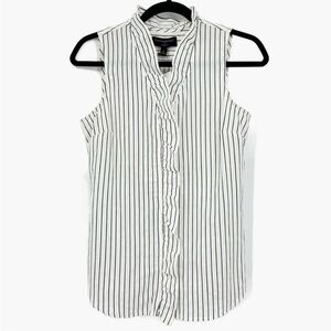 Banana Republic Sleeveless Ruffle Stripe Blouse NWT Size 0 Black White
